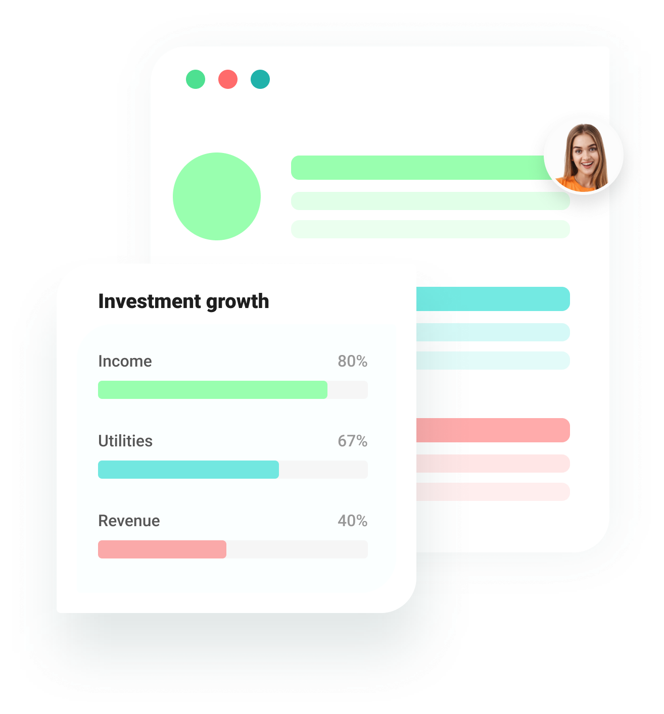 Painel de crescimento de investimentos